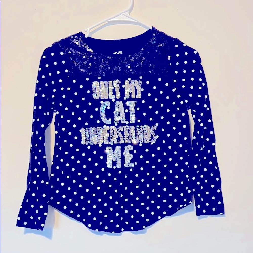 Justice Black and White Long Sleeve Tee with Polka Dots